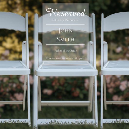 Reserved in Memorial - Wedding Seat Sign アクリルサイン