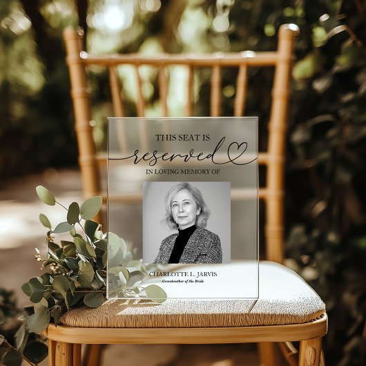Reserved Seat Memorial Wedding Photo Sign Plaque アクリルサイン