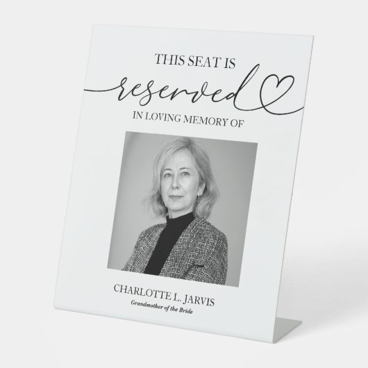 Reserved Seat Memorial Wedding Photo Sign Plaque 台座サイン (正面)