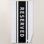 RESERVED, White Text, Black Stripes ビーチタオル (正面)