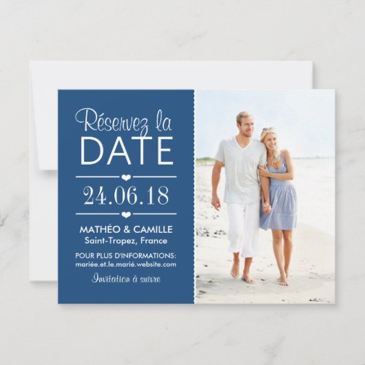 Réserver la Date du Mariage | Cartes Avec Photo 招待状 (正面)