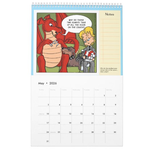 Resident Dragon Cartoons by David Arandle Calendar カレンダー (5月 2026)
