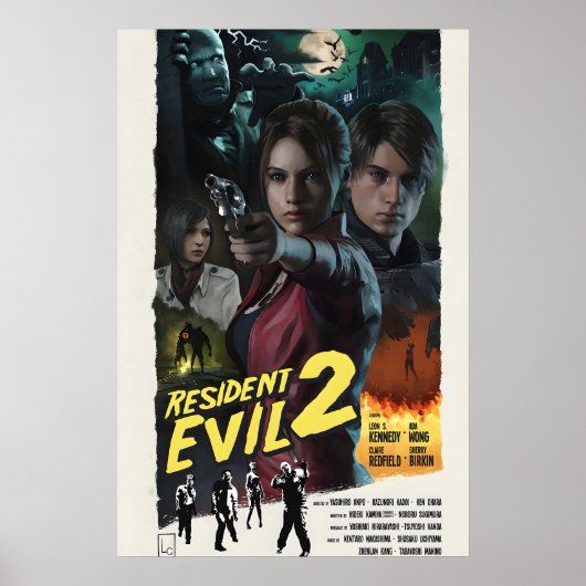 Resident Evil 2 Remake Poster  Retro Movie Art ポスター (正面)