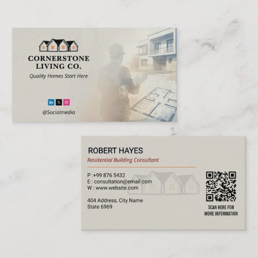 Residential Construction | Gray Skecth 名刺 (正面/裏面)