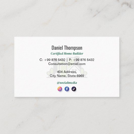 Residential Construction | Gray Skecth 名刺 (裏面)