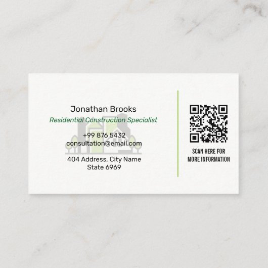 Residential Construction | GreenLight Drafter 名刺 (裏面)