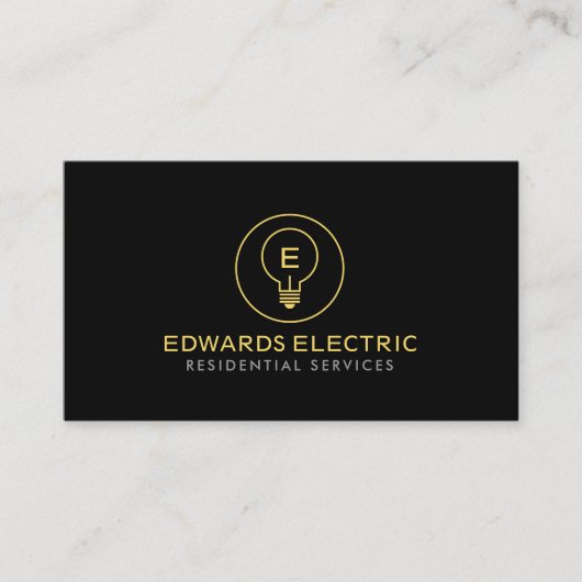 Residential Electrician Minimal Logo Black 名刺 (正面)