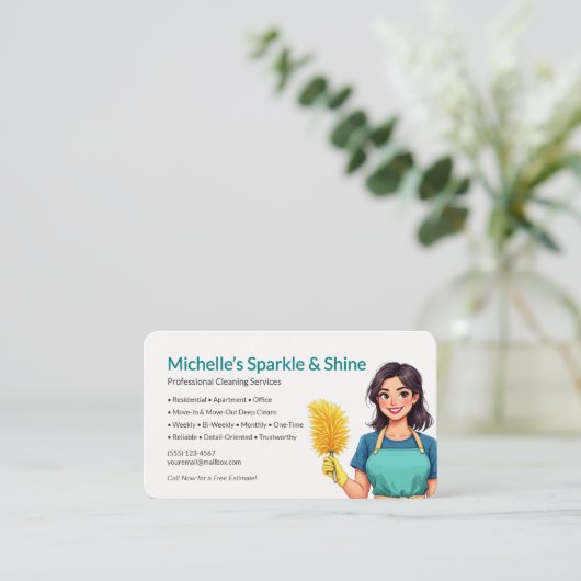 Residential House Cleaning Service 名刺 (スタンド正面)