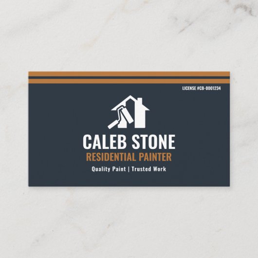 Residential Painter Slate Blue and Copper Elegant 名刺 (正面)