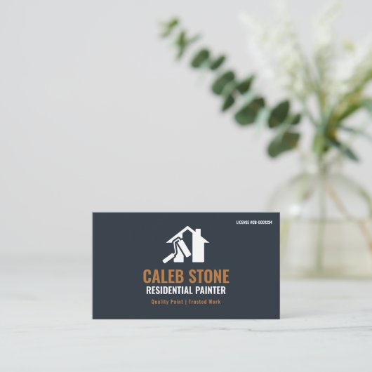 Residential Painter Slate Blue Copper Minimalist 名刺 (スタンド正面)