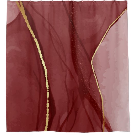 Resin art, dark red marsala abstract background. E シャワーカーテン (正面)