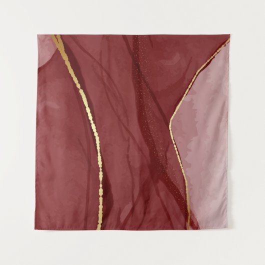 Resin art, dark red marsala abstract background. E タペストリー (正面)