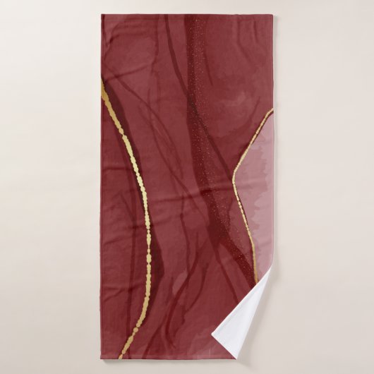 Resin art, dark red marsala abstract background. E バスタオル (バスタオル)