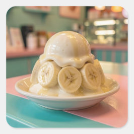 Resin Banana Sundae | Retro Ice Cream Shop スクエアシール