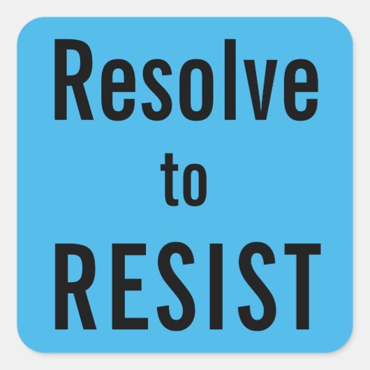 RESISTに解決し、明るい青色の黒い文字 スクエアシール (正面)