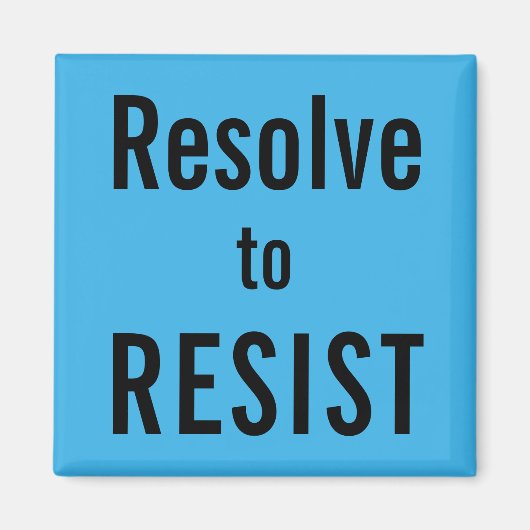 RESISTに解決、スカイブルーの文字に黒い磁石 マグネット (正面)