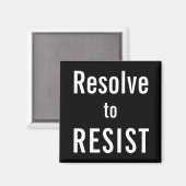 RESISTに解決、黒い磁石上の白い文字 マグネット (正面/裏面)