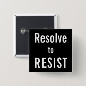 RESISTに解決、黒の背景に白い文字 缶バッジ (正面&裏面)