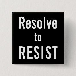 RESISTに解決、黒の背景に白い文字 缶バッジ