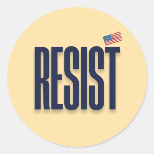 RESIST小アメリカ国旗 – 抗議の声明 ラウンドシール (正面)