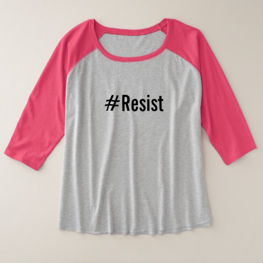 #Resist、サイズと白のはっきりしたで黒い文字、 Tシャツ (デザイン正面)