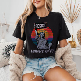 RESIST ハンズオフ自由の女神 政治的メッセージ Tシャツ