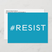 #Resist、ライトブルーのはっきりした白い文字、すべて大文字 ポストカード (正面/裏面)