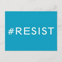 #Resist、ライトブルーのはっきりした白い文字、すべて大文字 ポストカード