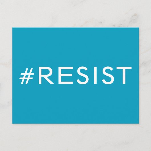 #Resist、ライトブルーのはっきりした白い文字、すべて大文字 ポストカード (正面)