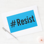 #Resist、明るいはっきりした青色のシールの黒い文字 長方形シール (封筒)
