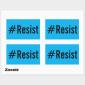 #Resist、明るいはっきりした青色のシールの黒い文字 長方形シール (シート)