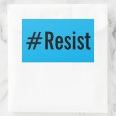 #Resist、明るいはっきりした青色のシールの黒い文字 長方形シール (バッグ)