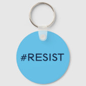 #Resist、空の青いキーチェーン上の黒い文字 キーホルダー (正面)