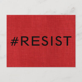#Resist,赤いはっきりしたリネンの黒い文字写真 ポストカード
