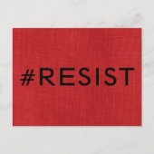 #Resist，赤いはっきりしたリネンの黒い文字写真 ポストカード (正面)