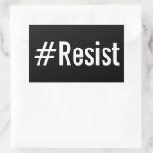 #Resist、黒いはっきりしたステッカーの白い文字 長方形シール (バッグ)