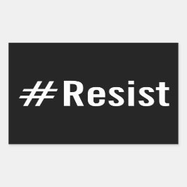 #Resist、黒いはっきりしたステッカーの白い文字 長方形シール