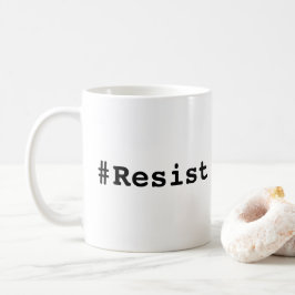 #Resist、黒はっきりした文字オン白マグカップ コーヒーマグカップ