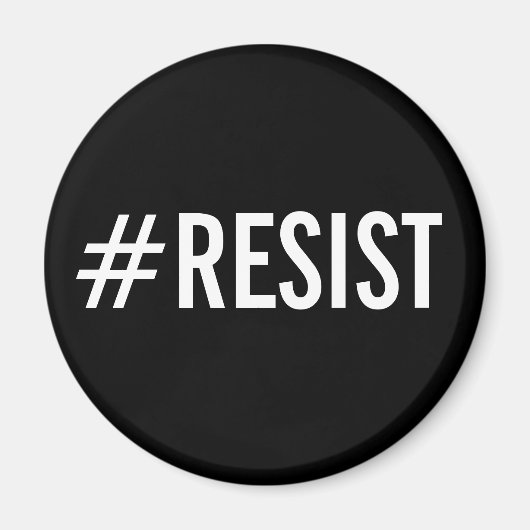 #Resist、黒はっきりした磁石の白文字 マグネット (正面)