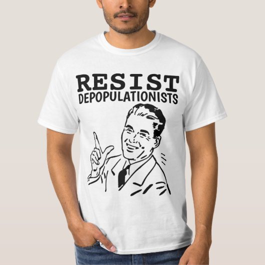 RESIST DEPOPULATIONISTSレトロマンTシャツ Tシャツ (正面)