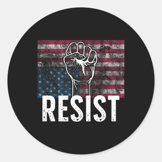 Resist Distressed Upside Down American Flag Usa  ラウンドシール (正面)