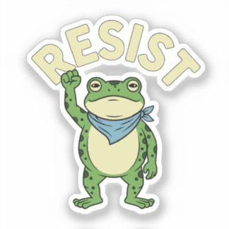 Resist Frog Illustration STICKER, Cute Protest Fro シール
