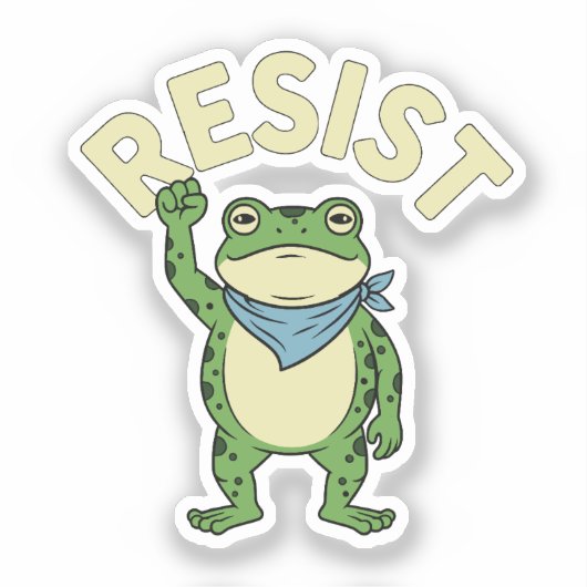 Resist Frog Illustration STICKER, Cute Protest Fro シール (正面)
