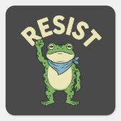 Resist Frog Illustration STICKER, Cute Protest Fro スクエアシール (正面)