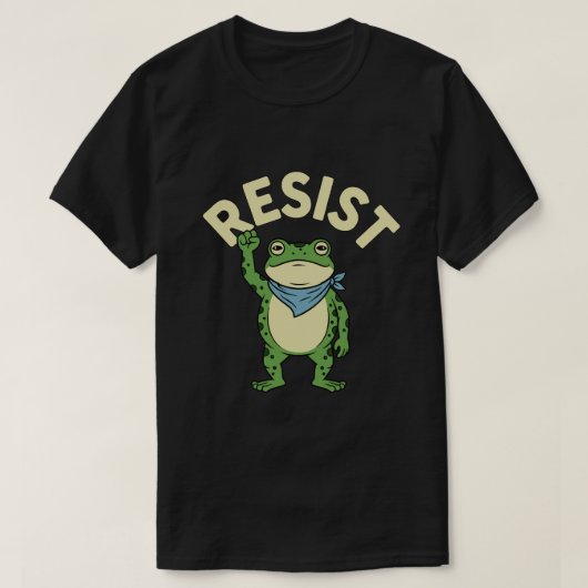 Resist Frog Illustration T-Shirt, Cute Protest Fro Tシャツ (デザイン正面)