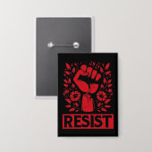 Resist Hand in Red 缶バッジ (正面/裏面)