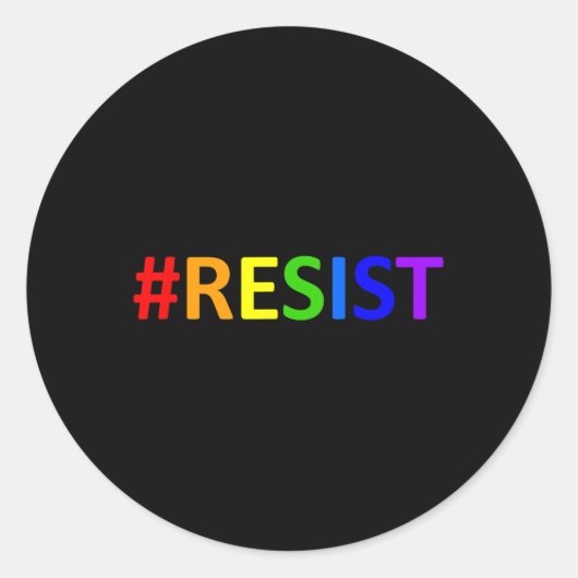 #resist Lgbtqレインボーアンチトランプレジスト ラウンドシール (正面)