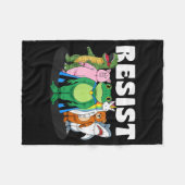 Resist No King Portland Frog Costume Activists Gro フリースブランケット (正面(横))