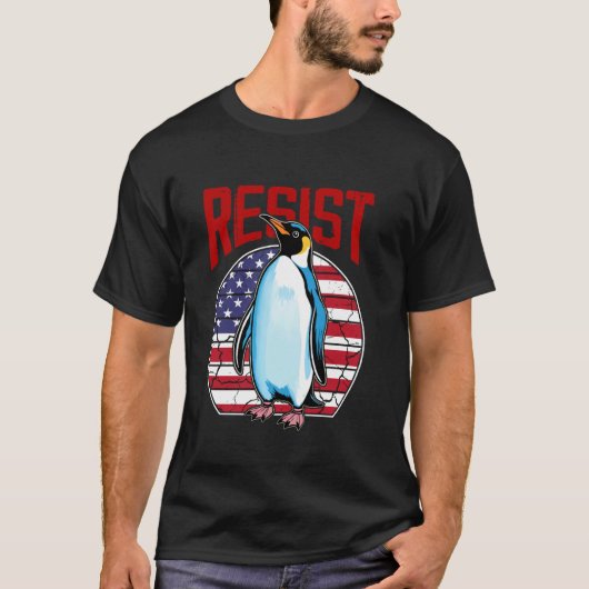 RESIST PENGUIN Tシャツ レジストペンギン アクティビズム ジョーク (正面)