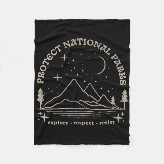 Resist Protect Our National Parks Graphic Anti Tru フリースブランケット (正面)